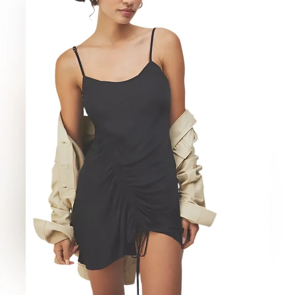 NEW Free People By My Mini Slip Dress in Solid Black Women's Size Small